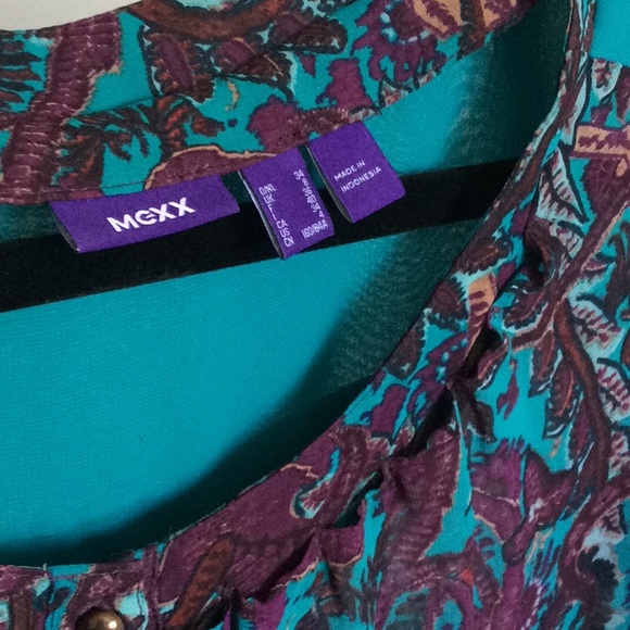 Printed chiffon blouse Green and purple - Picture 3 of 3